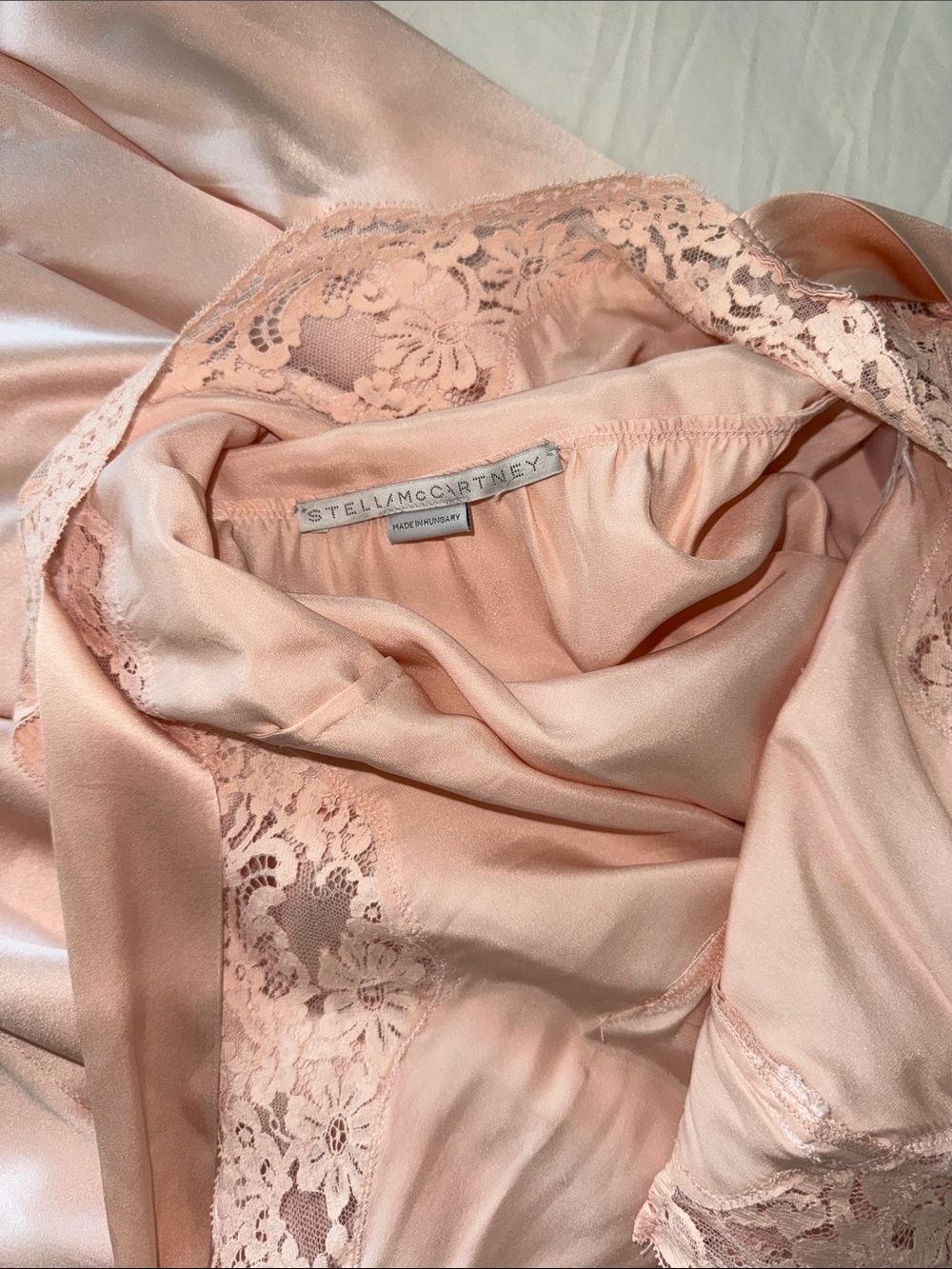 Stella McCartney Blush Satin & Lace Slip Dress - Picture 7 of 7